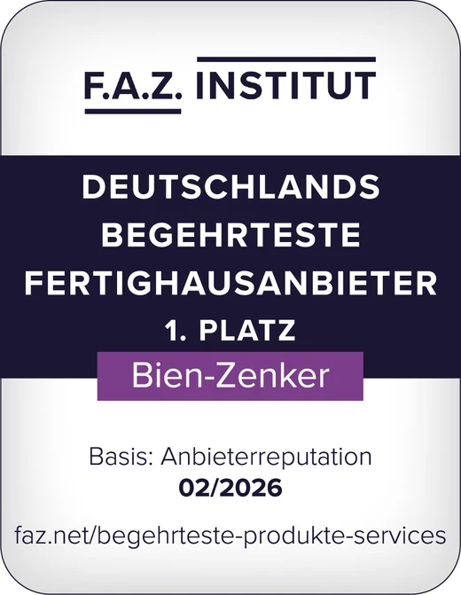 F.A.Z. Institut: Deutschlands begehrteste Fertighausanbieter, Platz 1, Bien-Zenker, 02/2026